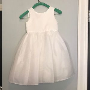 Ivory, tea length flower girl dress